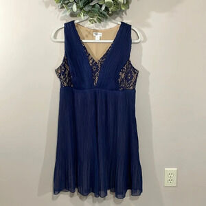 Motherhood Maternity Navy Pleated Chiffon Sleeveless Dress S